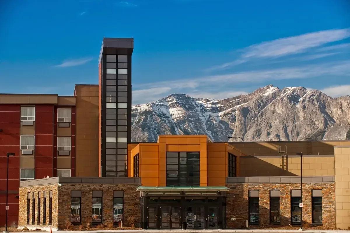 Mountain resort setting among trees